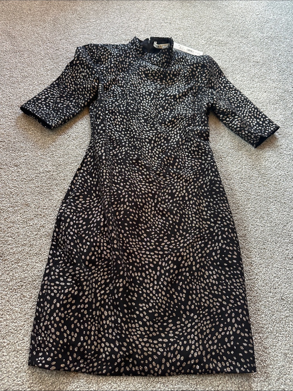 Alice + Olivia Black Dress with Silver Glitter Dots - Size 2 - NWT